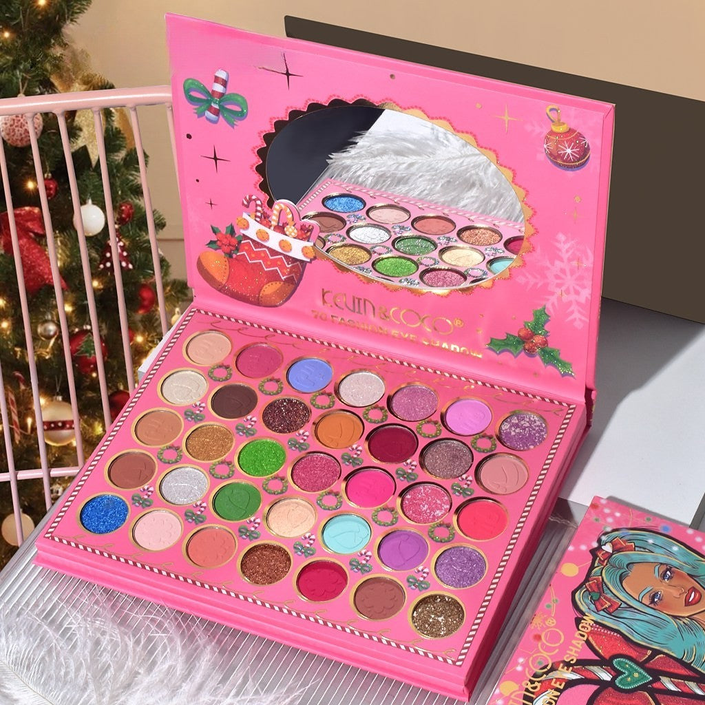 Trusa de Machiaj, KEVIN & COCO, Snowy Christmas, 70 culori, 22.5 x 17 x 2 cm-3