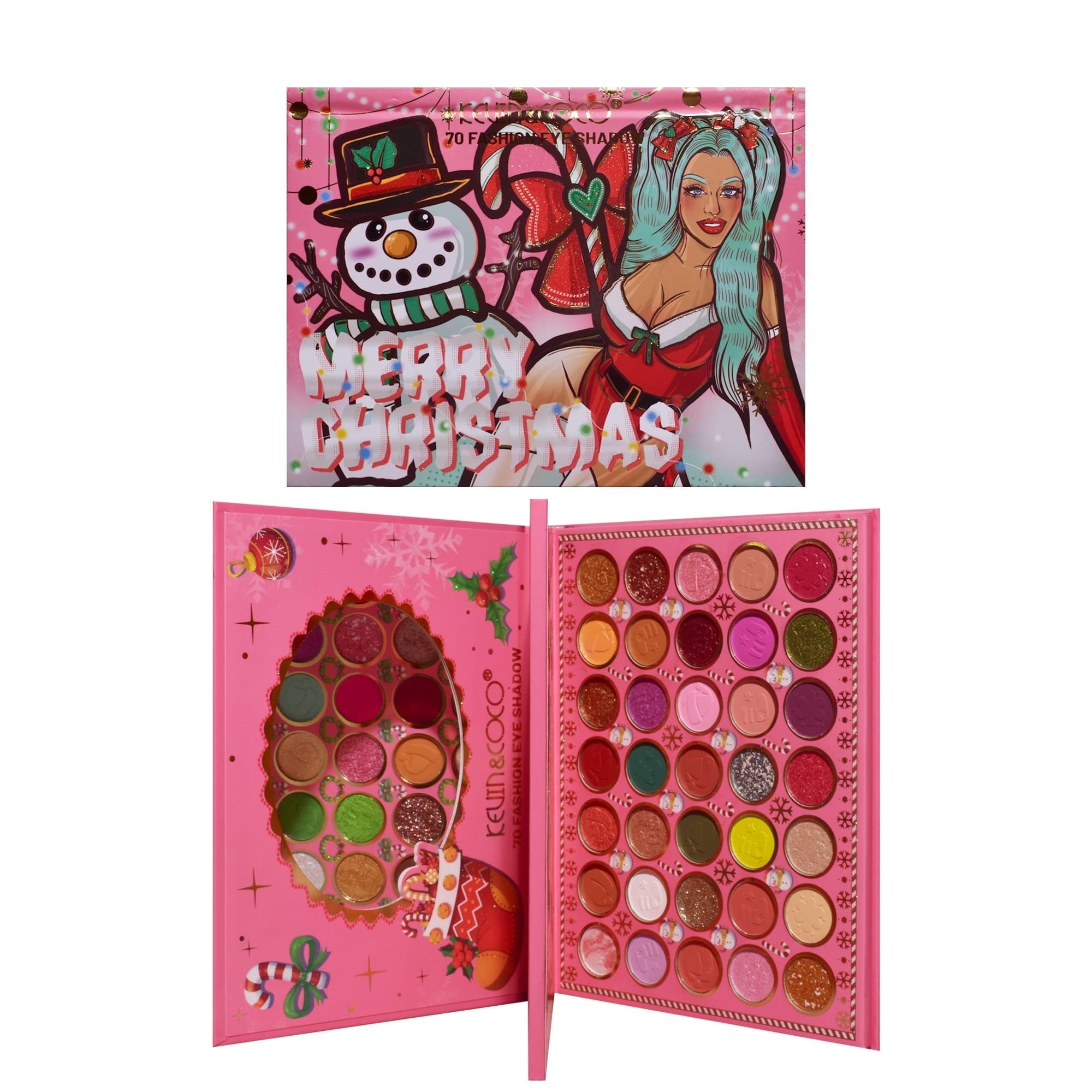 Trusa de Machiaj, KEVIN & COCO, Snowy Christmas, 70 culori, 22.5 x 17 x 2 cm-9