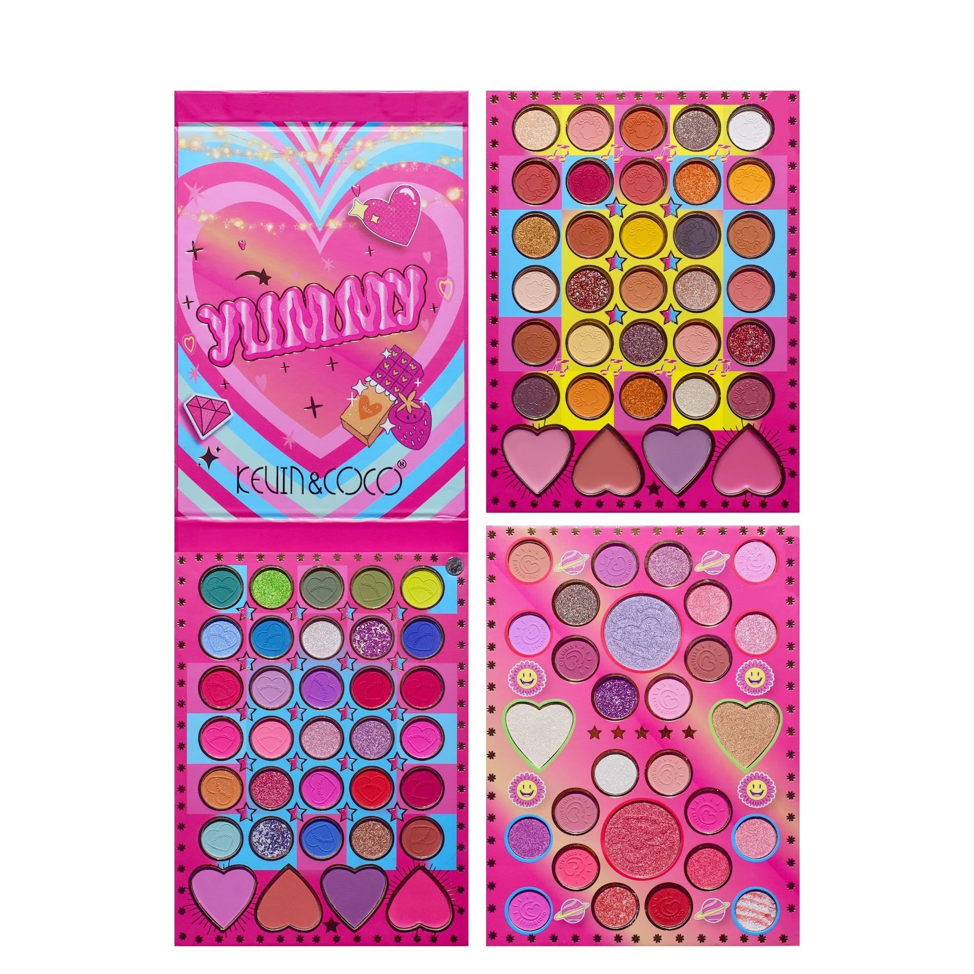 Trusa de Machiaj, KEVIN & COCO, Mean Girl Heart, Fard de Pleoape, Iluminator, Blush Cremos, 96 culori, 21 x 15.7 x 2.4 cm-2