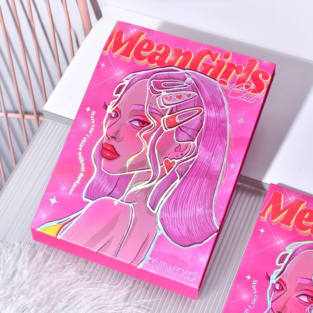 Trusa de Machiaj, KEVIN & COCO, Mean Girl Heart, Fard de Pleoape, Iluminator, Blush Cremos, 96 culori, 21 x 15.7 x 2.4 cm-3