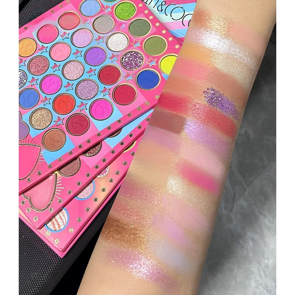 Trusa de Machiaj, KEVIN & COCO, Mean Girl Heart, Fard de Pleoape, Iluminator, Blush Cremos, 96 culori, 21 x 15.7 x 2.4 cm-7