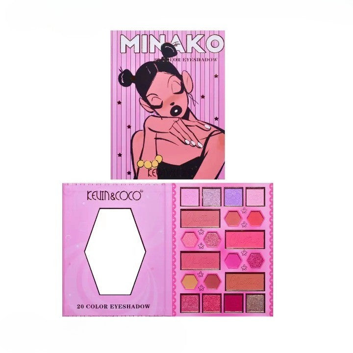 Paleta de Machiaj, KEVIN&COCO, 20 Culori Pink Girl, Fard de Pleoape si Blush, Roz-5
