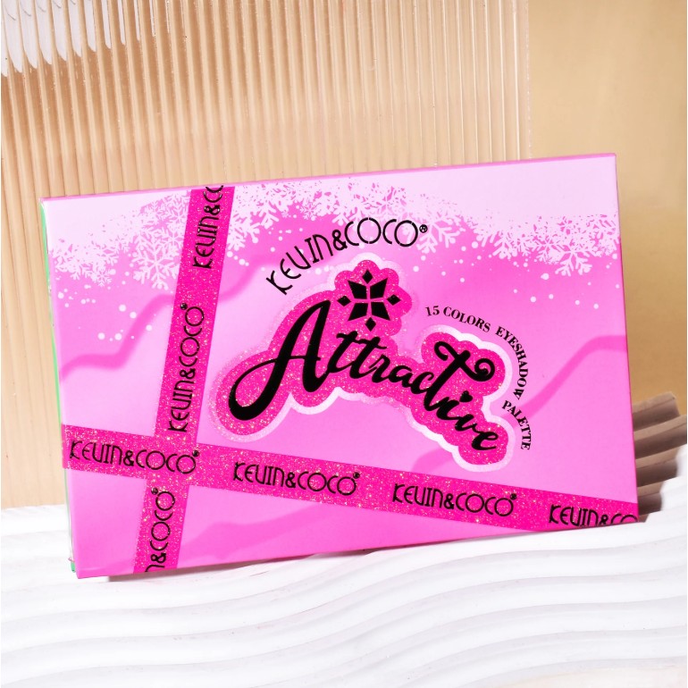 Paleta de Machiaj, KEVIN & COCO, Atractive, Farduri de Pleoape, 15 Culori, Model A, 16.5x10.8x1.5 cm, Multicolor-1