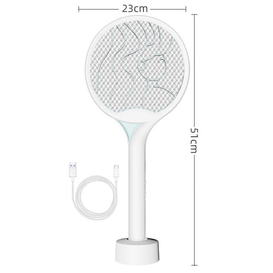 Paleta Electrica pentru Tantari, Muste si Tantari 2in1, Flippy, Reincarcabila, Incarcare USB, 2600V, Plastic, Casa si Gradina, Anti-insecte, Stand, 23x51 cm, Alb-1