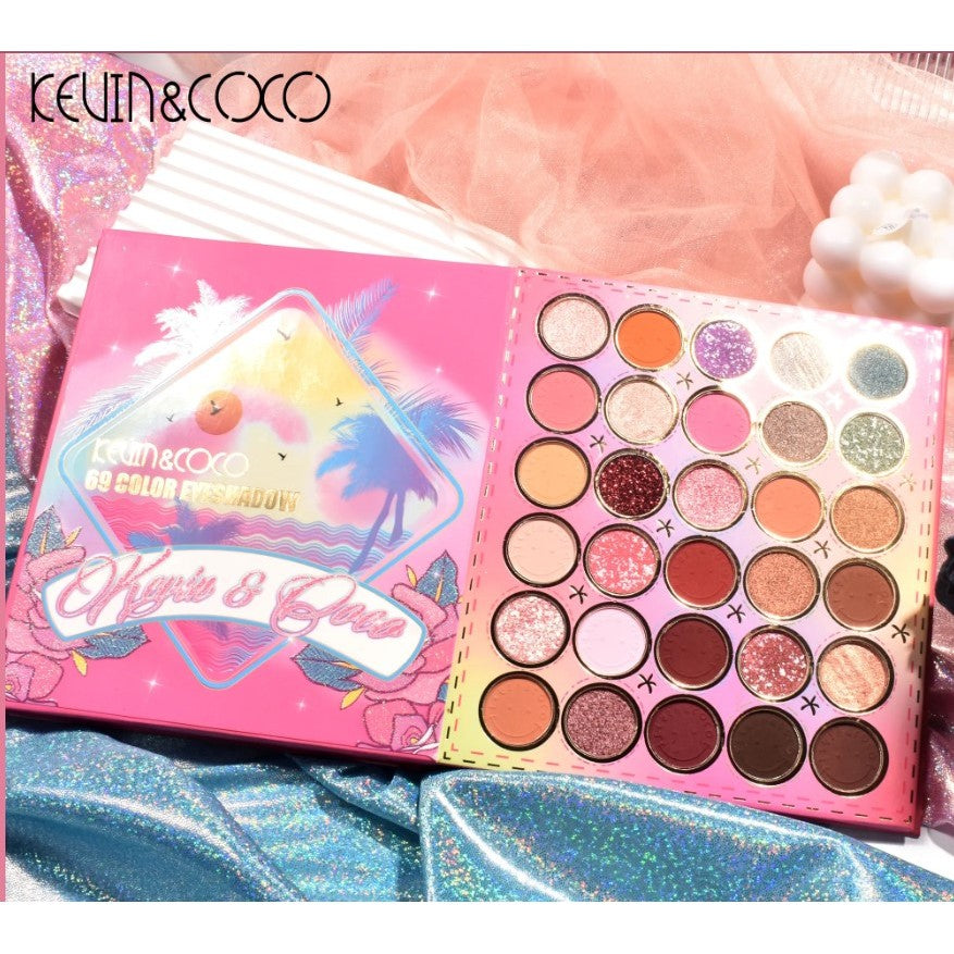 Paleta farduri Kevin&Coco, 69 nuante, blush, iluminator, conturing, deschidere tip carte, 18.6 x 16.5 cm, 97 g, multicolor, model 2-1