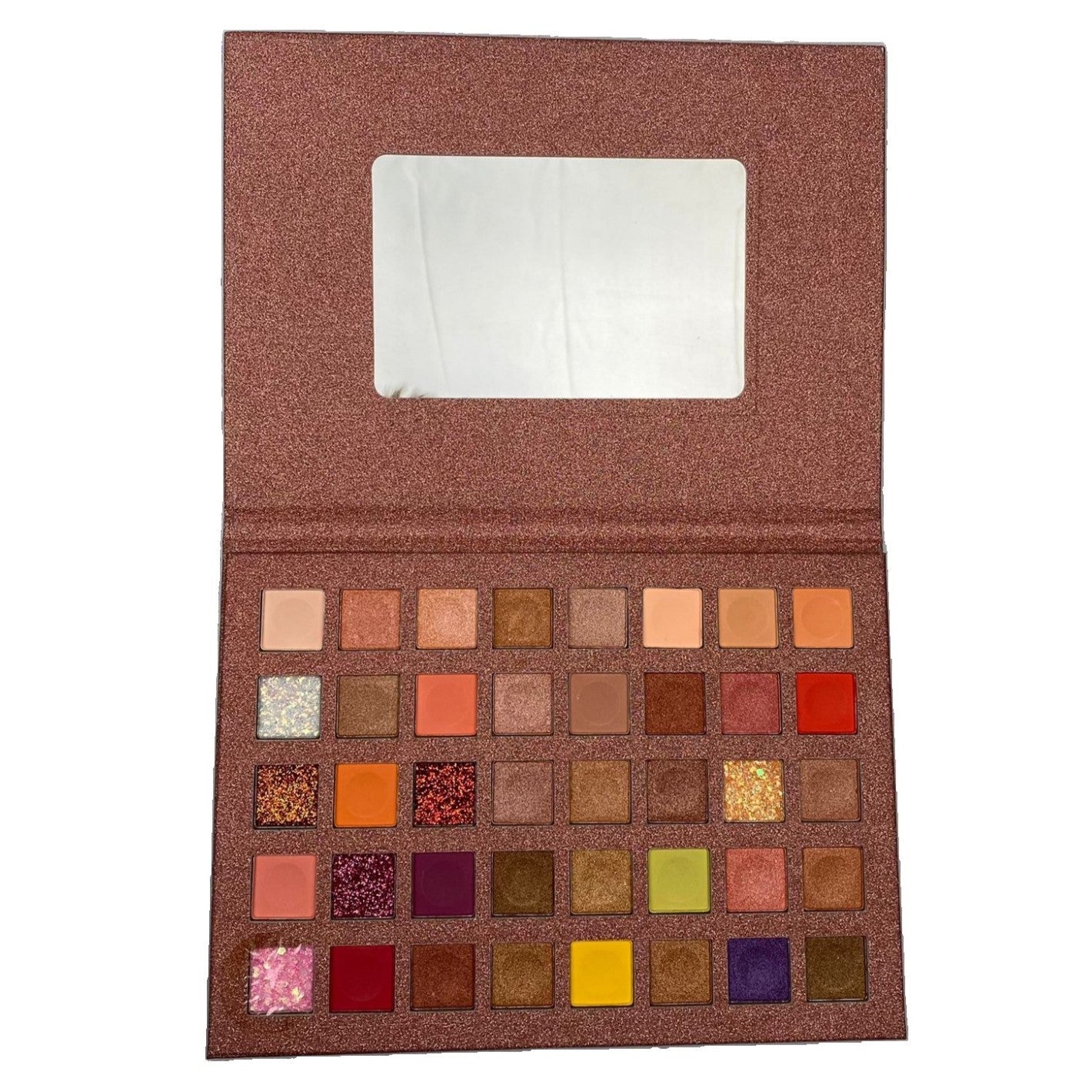 Paleta de farduri cu 40 de culori pigmentate, Maro cu sclipici, Flippy-0