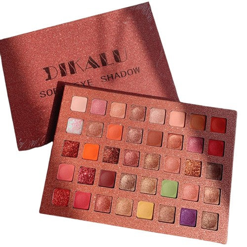 Paleta de farduri cu 40 de culori pigmentate, Roz cu sclipici, Flippy-0