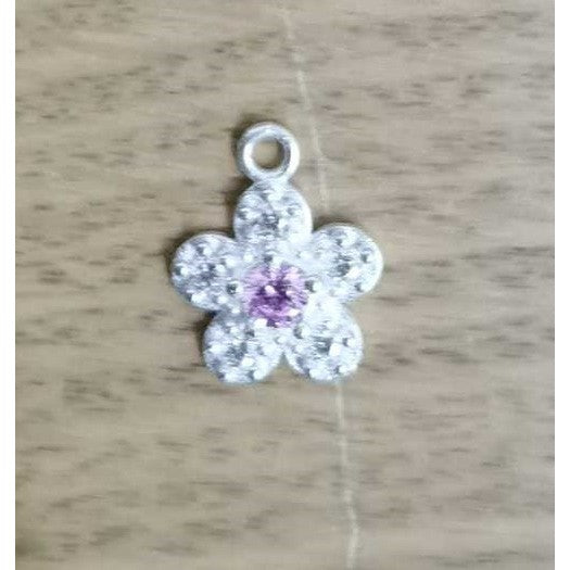 Pandantiv din Argint 925, Jolie Silver, Model Floare Cu Pietre, 0.9 g, 1 x 1 cm, Roz-0
