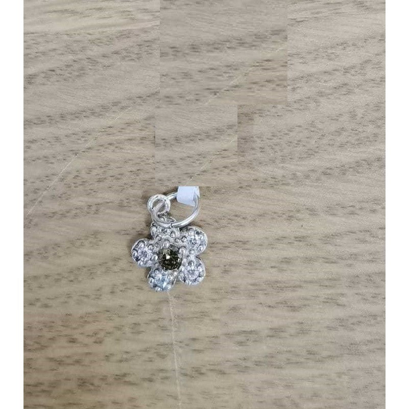 Pandantiv din Argint 925, Jolie Silver, Model Floare Cu Pietre, 0.9 g, 1 x 1 cm, Verde inchis-0
