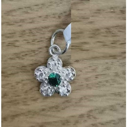 Pandantiv din Argint 925, Jolie Silver, Model Floare Cu Pietre, 0.9 g, 1 x 1 cm, Verde Smarald-0