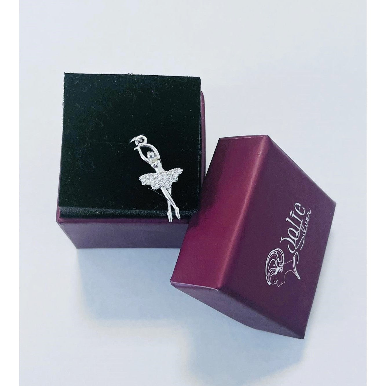 Pandantiv, Jolie Silver, Argint 925, Model Balerina cu Zirconii, 27 x 10 mm, 1.1 g-2