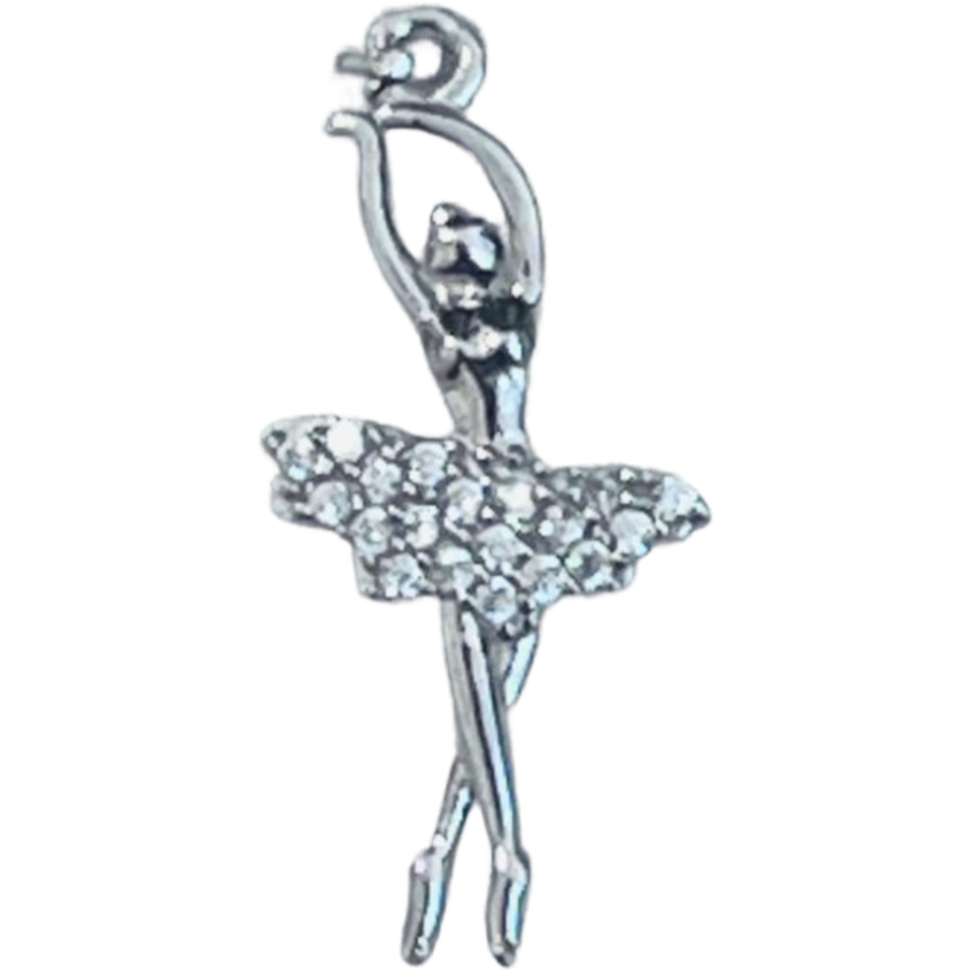 Pandantiv, Jolie Silver, Argint 925, Model Balerina cu Zirconii, 27 x 10 mm, 1.1 g-0