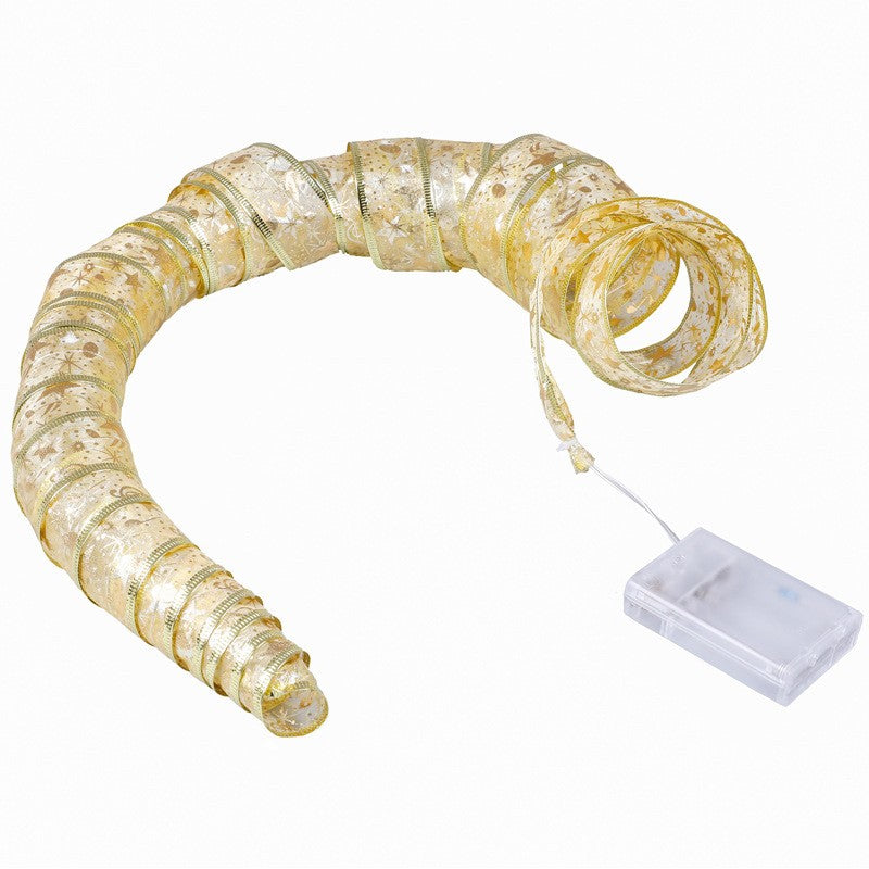 Panglică LED de Crăciun Flippy Aurie, lungime 1 m , 10 LED-uri, Baterii, Alb cald-2