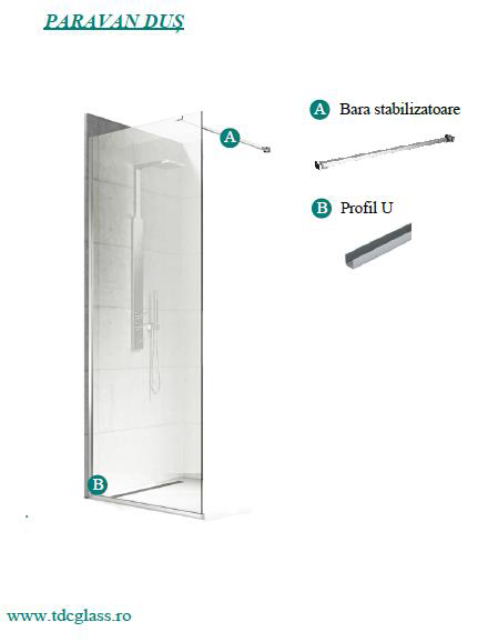 PARAVAN DUS WALK-IN TRANSPARENT - MULTIPLE DIMENSIUNI