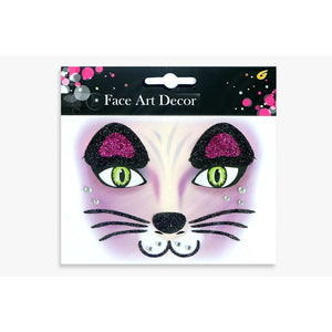 Sticker Temporar pentru Fata, Flippy, pentru Machiaj, Art Face pentru Petrecere, Model Pisica, Mov-0