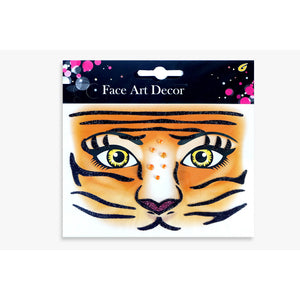 Sticker Temporar pentru Fata, Flippy, pentru Machiaj, Art Face pentru Petrecere, Model Tigru, Maro-0