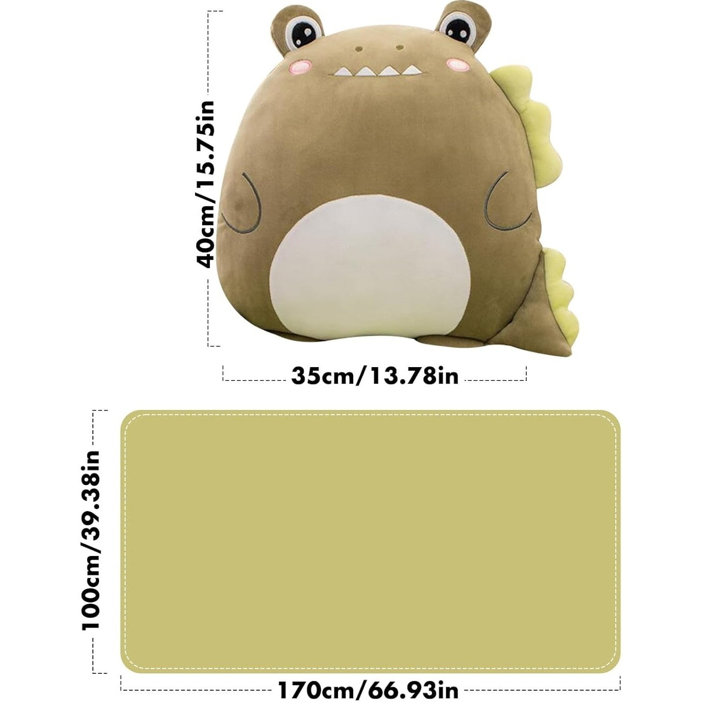 Patura 2in1 pentru Pat sau Canapea, Flippy, Model Jucarie Crocodil cu Spatiu de Depozitare Patura, Microfibra, 1x1.7 m, Verde-2