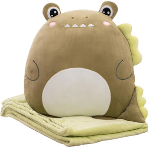 Patura 2in1 pentru Pat sau Canapea, Flippy, Model Jucarie Crocodil cu Spatiu de Depozitare Patura, Microfibra, 1x1.7 m, Verde-0