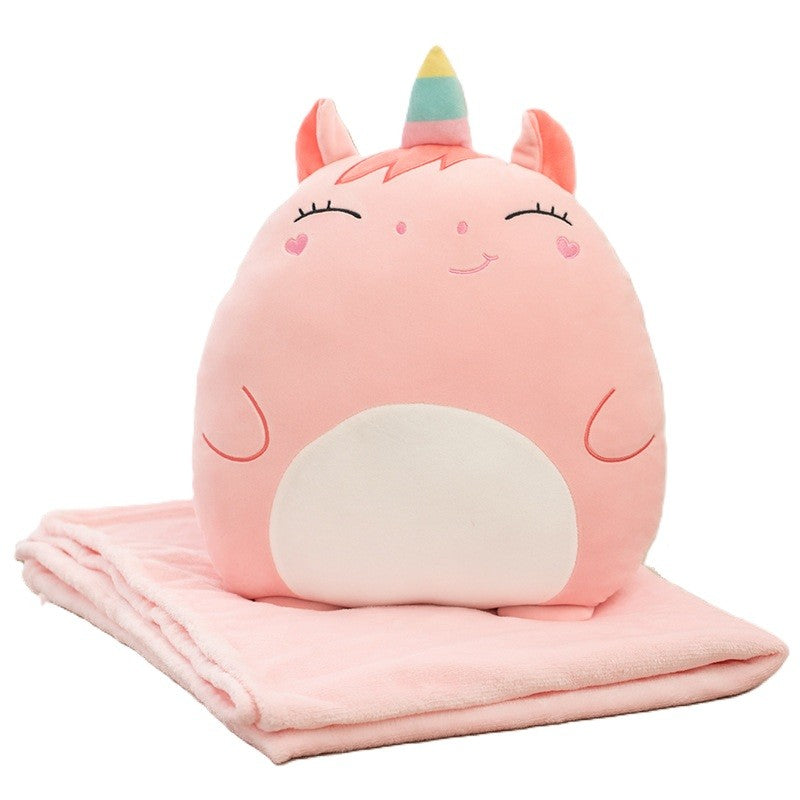 Patura 2in1 pentru Pat sau Canapea, Flippy, Model Jucarie Unicorn cu Spatiu de Depozitare Patura, Microfibra, 1x1.7 m, Roz-0