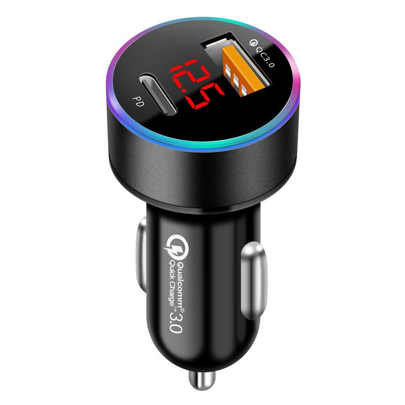 PD20W+qc3.0 digital display car charger fast charger (OPP bag) black-0