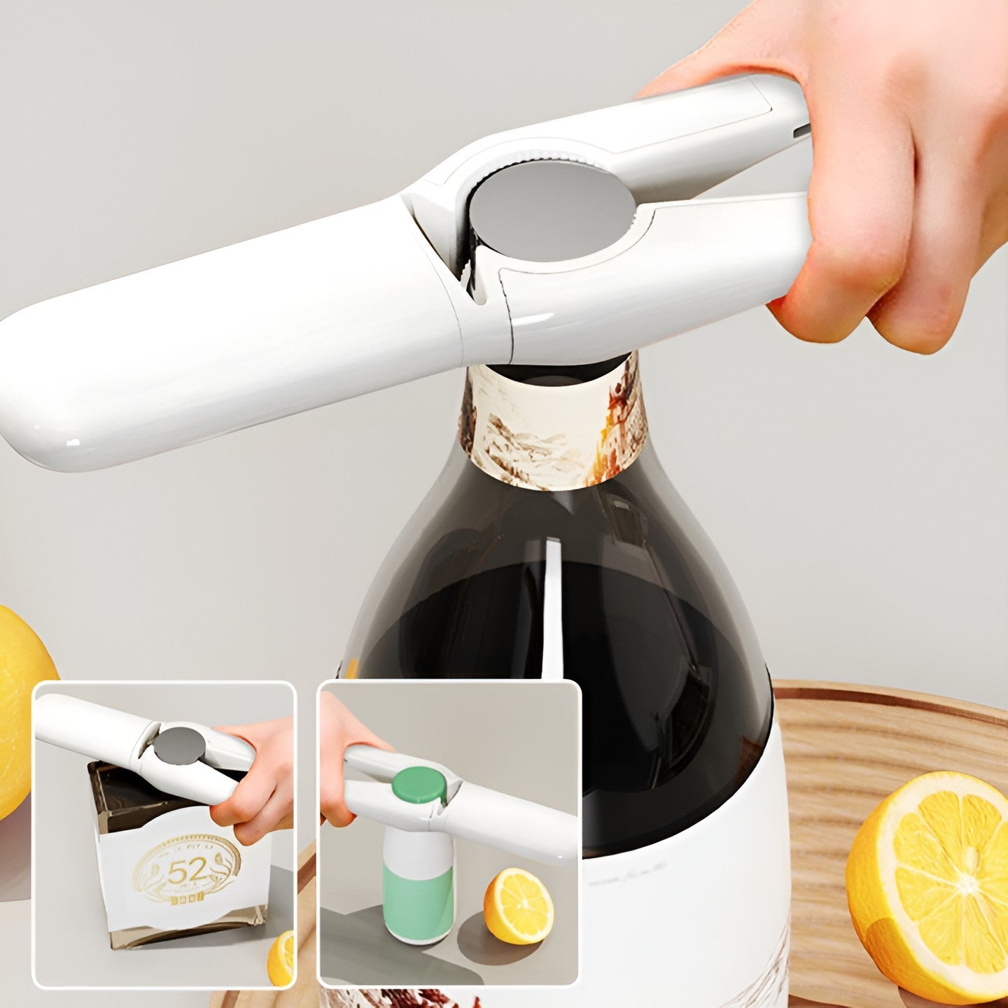 Desfacator de sticle 5in1, Flippy, Razatoare, Curatator de Legume-Fructe, Deschizator de Conserve si Doze, 17.5x5x3cm, Alb-5