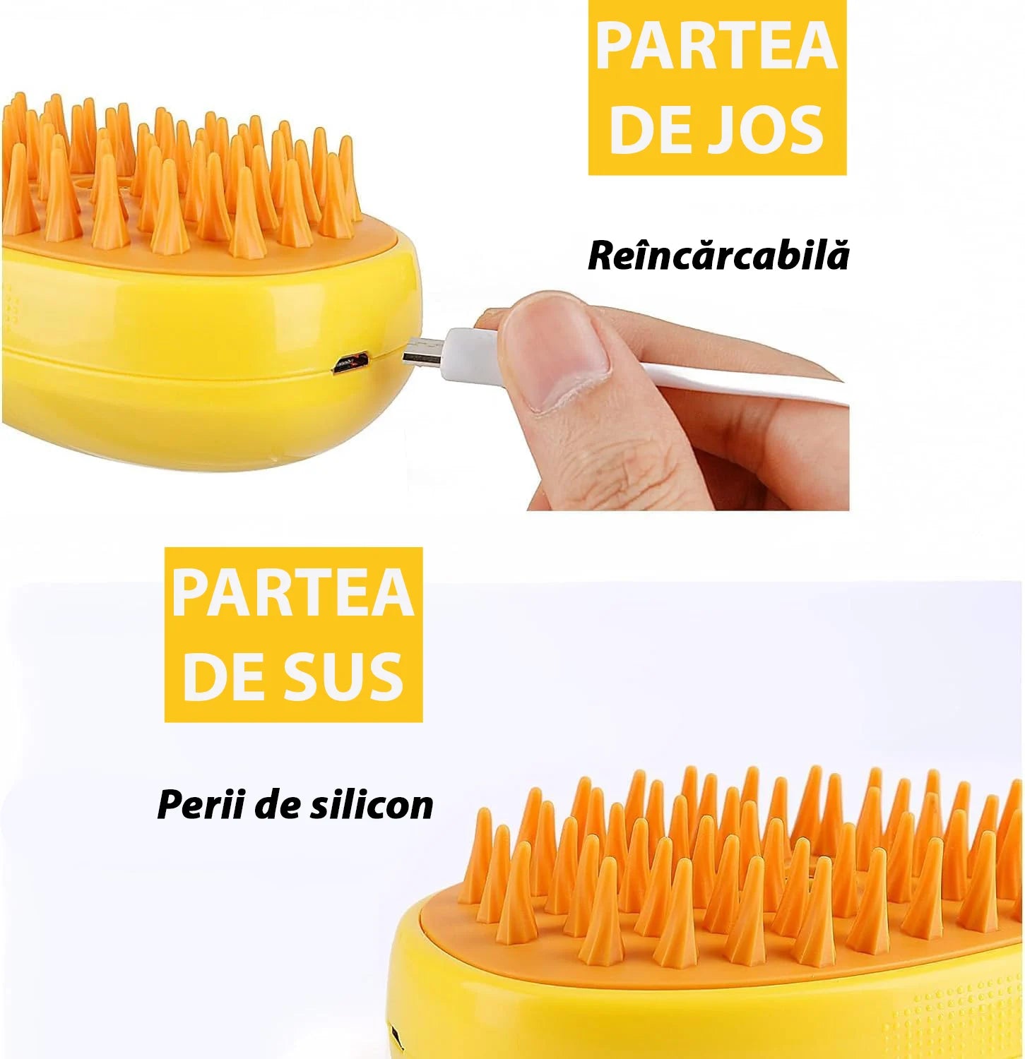 Set Pet Cleaner – Fur Wizard + Perie 3 în 1 cu Aburi pentru Animale de Companie