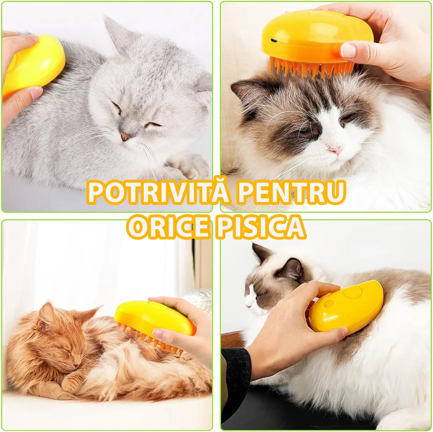 Set Pet Cleaner – Fur Wizard + Perie 3 în 1 cu Aburi pentru Animale de Companie