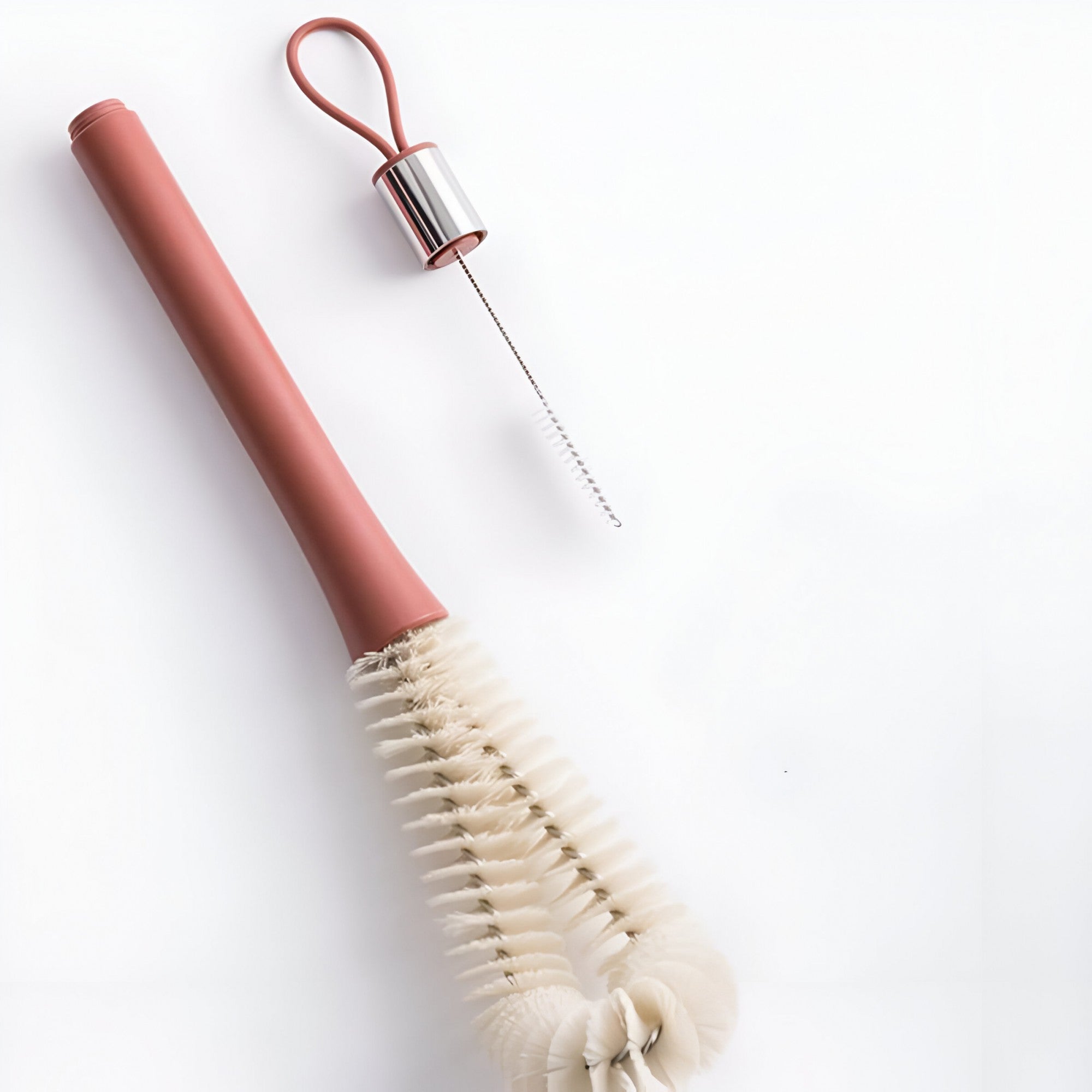 Perie de Curatat Pahare, Sticle, Biberoane, Flippy, cu Maner Lung, Uz Casnic, Silicon, Ergonomic, 3.9x5.4x38.5cm, Rosu-3