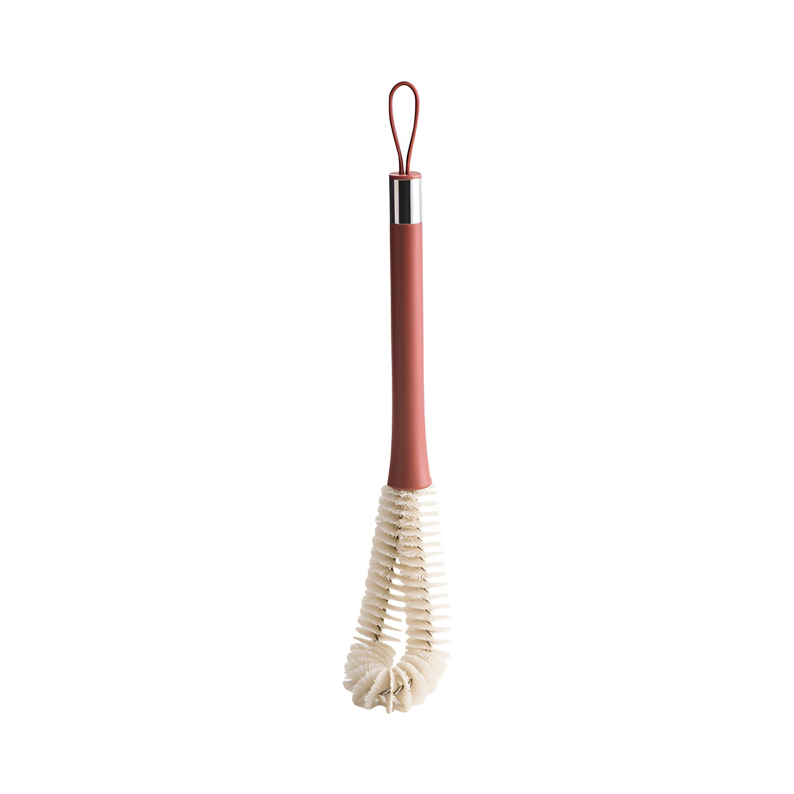 Perie de Curatat Pahare, Sticle, Biberoane, Flippy, cu Maner Lung, Uz Casnic, Silicon, Ergonomic, 3.9x5.4x38.5cm, Rosu-0