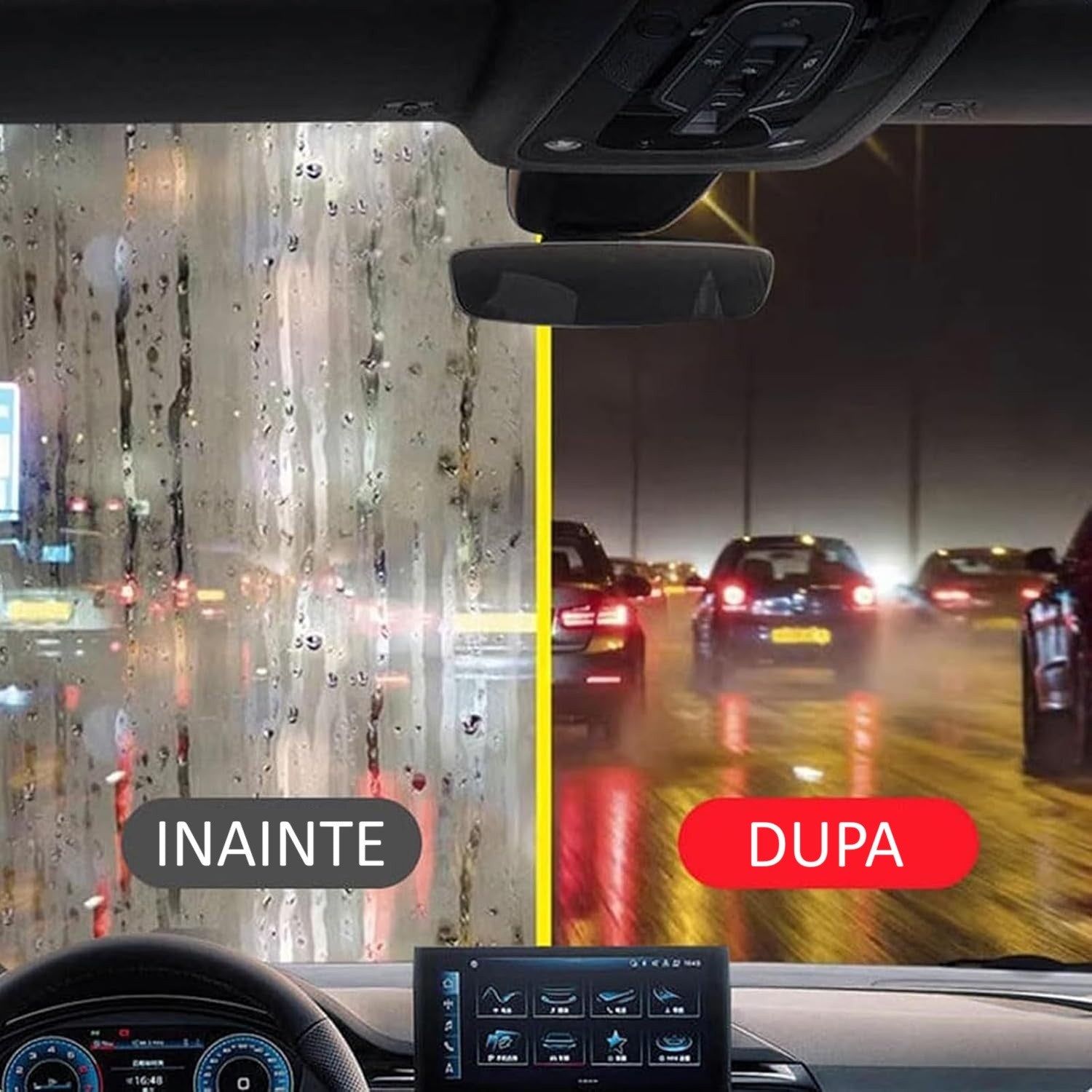 Perie Multifuncțională Auto Flippy, pentru Îndepărtarea Urmelor de pe Parbriz și Oglinzi, Anti-Aburire, Roșu-1