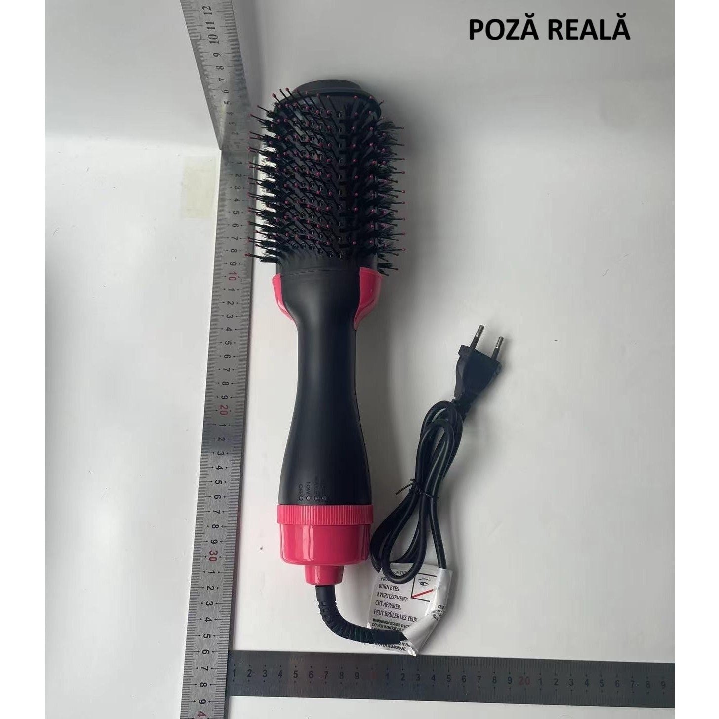 Perie Electrica de Par Fixa, Flippy, pentru Volum, Ceramica, 3 Setari de Temperatura, 1000W, pentru Toate Tipurile de Par, Negru-Roz-12