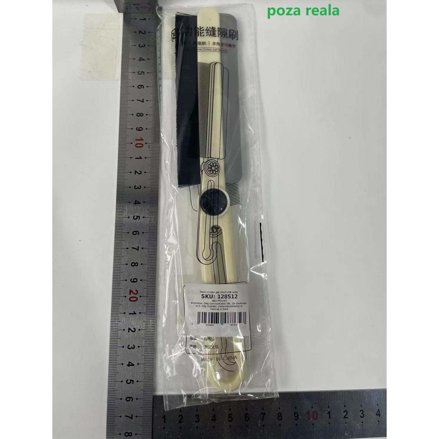 Perie Multifunctionala si Stergator, Flippy, Pentru Spatii Greu Accesibile, 24.7 x 4.5 cm, Alb Laptos-2