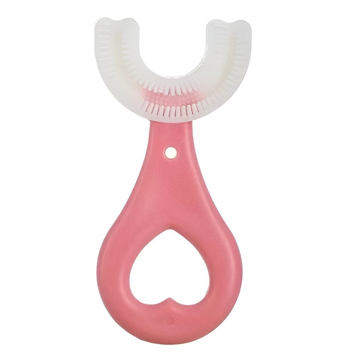 Periuta de Dinti in Forma de U, Flippy, pentru Sugari si Copii 2-6 ani, Peri Moi, 9 cm, Model Inima, Culoare Roz-0