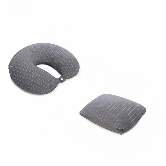 Perna de calatorie, Flippy , 2 in 1, cu Particule de Spuma cu Memorie, Gri-1