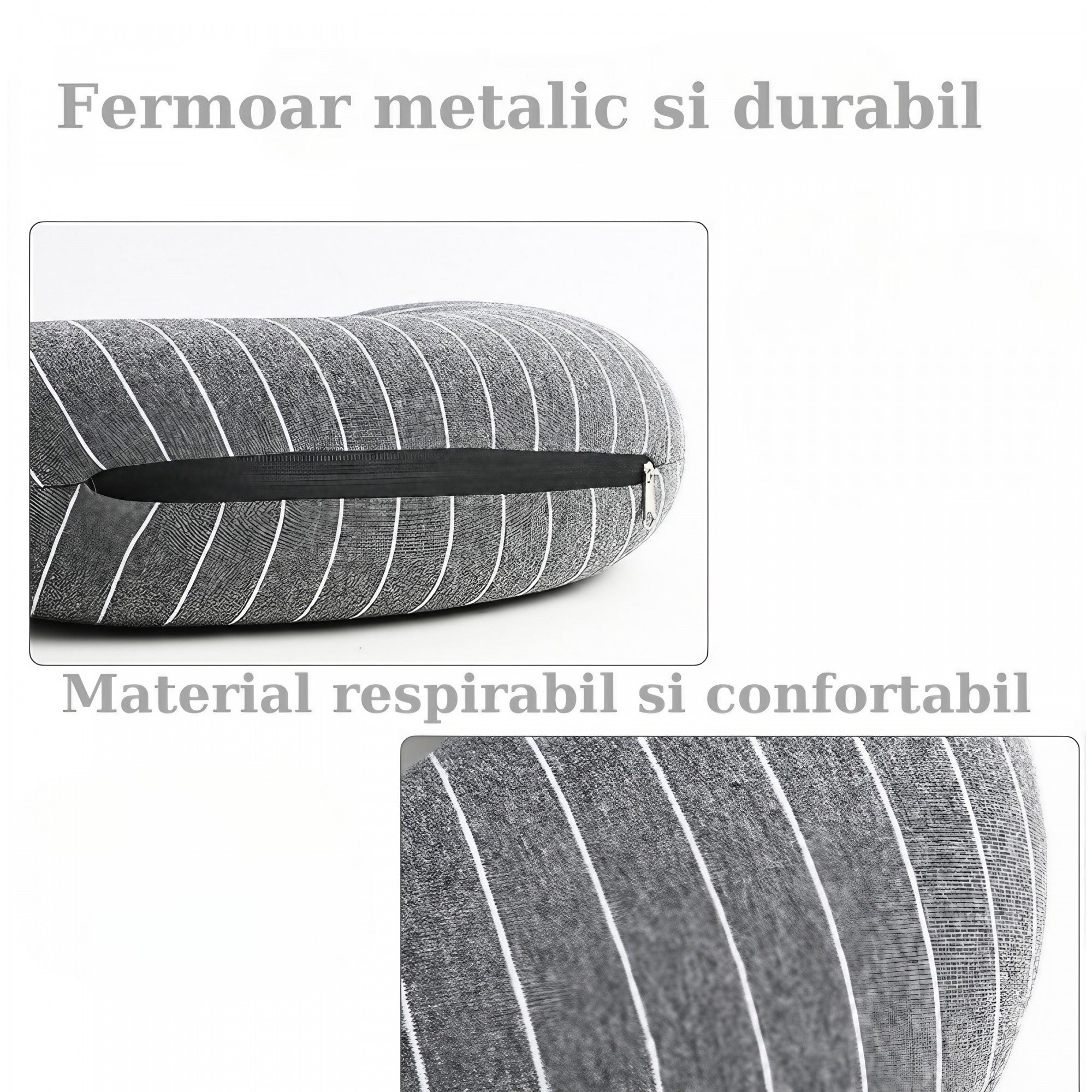 Perna de calatorie, Flippy , 2 in 1, cu Particule de Spuma cu Memorie, Gri-4
