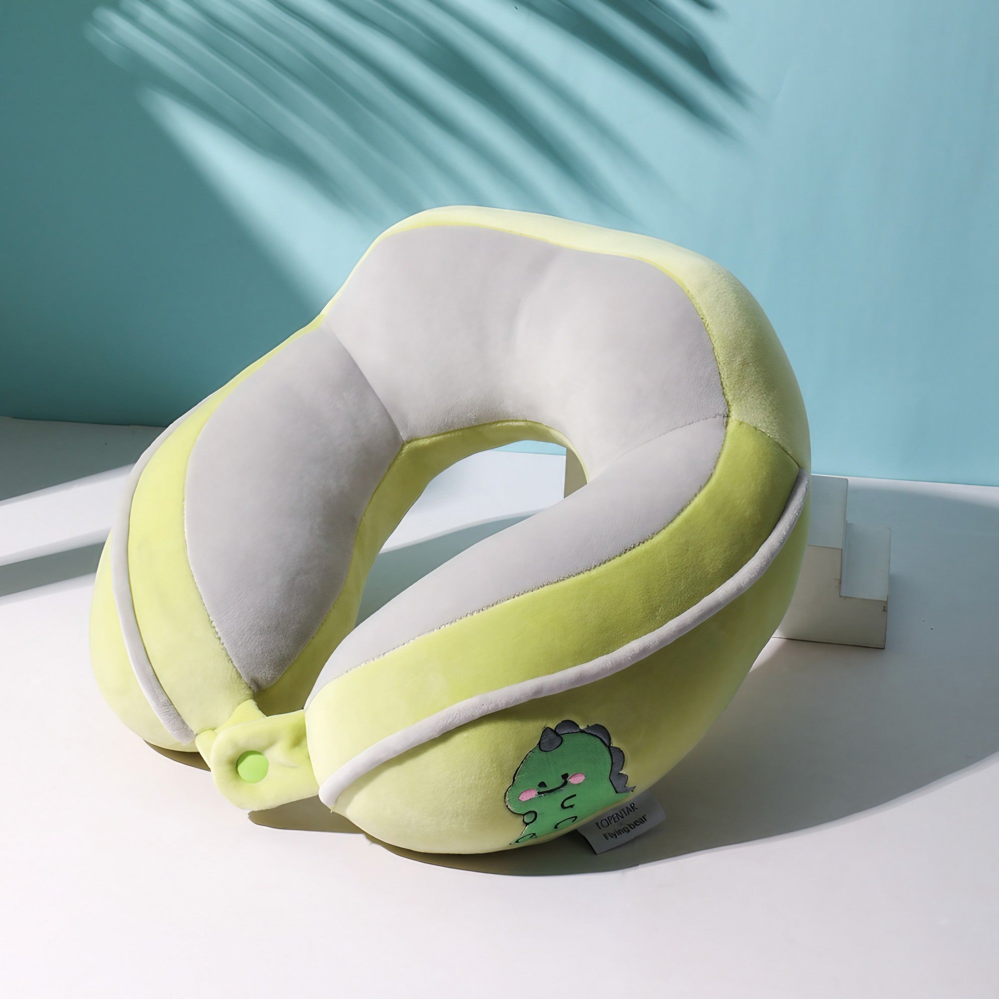 Perna de Calatorie, Flippy, Pentru Gat si Cap, Umplutura din Bumbac, 28x28x10 cm, cu Model Brodat Crocodil Verde-3