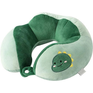 Perna de Calatorie, Flippy, Pentru Gat si Cap, Umplutura din Bumbac, 28x28x10 cm, cu Model Brodat Dinozaur, Verde-0