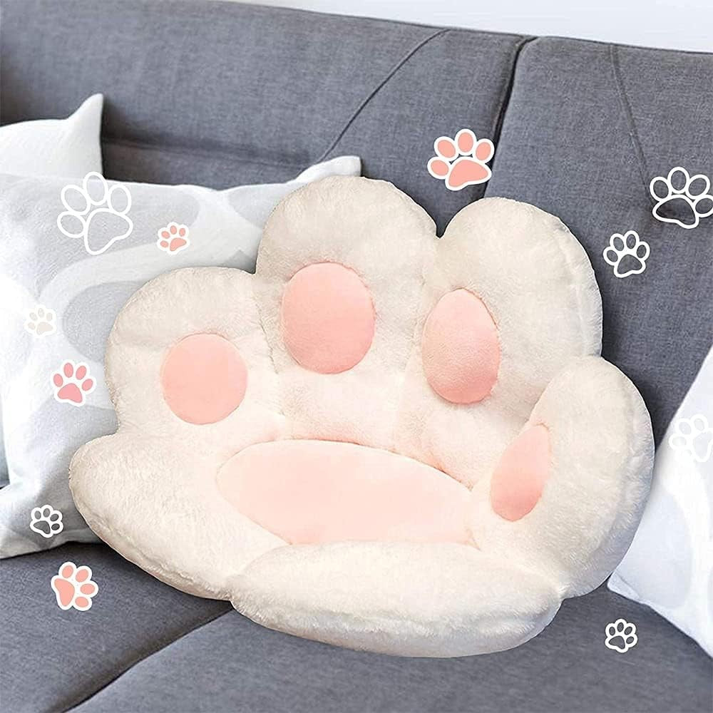 Perna Decorativa, Flippy, Model Laba de Pisica, din Plus, pentru Scaun/Canapea/Podea, 80 x 70 cm, Alb-1