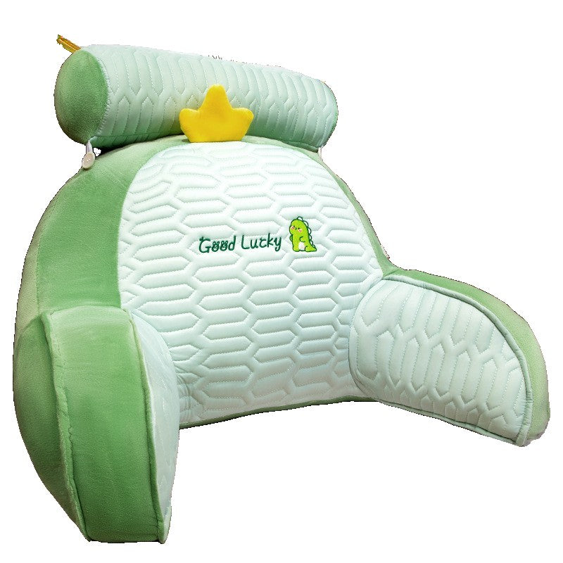 Perna Multifunctionala, Flippy, Spatar pentru Pat, Protectie Lombara, Marime Medie, 60 x 40 cm, din Latex, Model Dinozaur, Verde-0