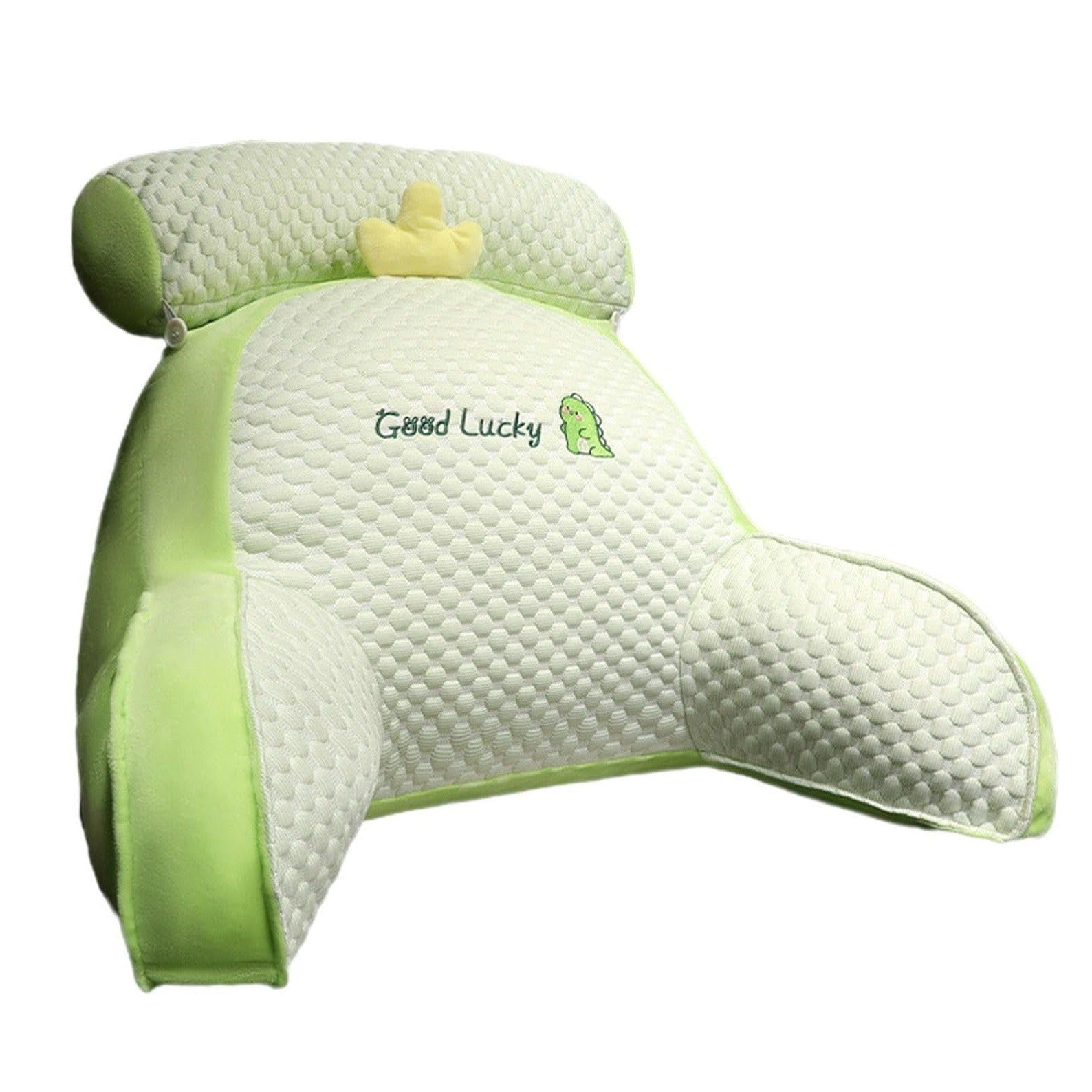 Perna Multifunctionala, Flippy, Spatar pentru Pat, Protectie Lombara, Marime Medie, 60 x 40 cm, din Plus, Model Dinozaur, Verde-0