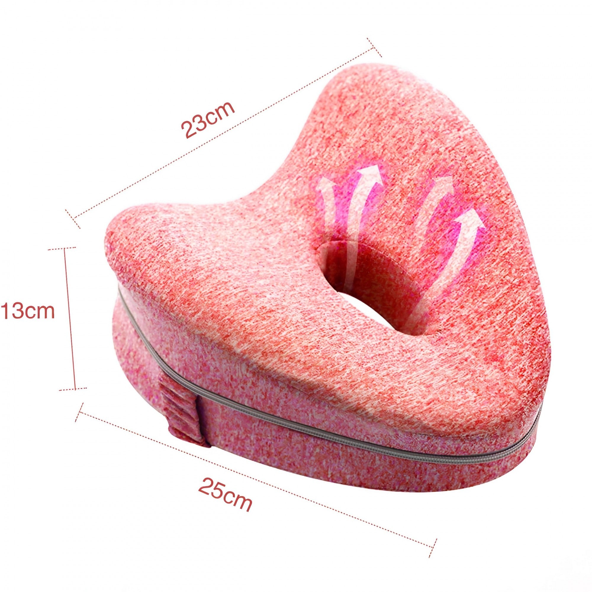 Perna Ortopedica pentru Picioare, Flippy, Multifunctionala, Confortabilă, in Forma de Inima, Spuma cu Memorie, Curea Anti-cadere, 25x23x13 cm, Roz-2