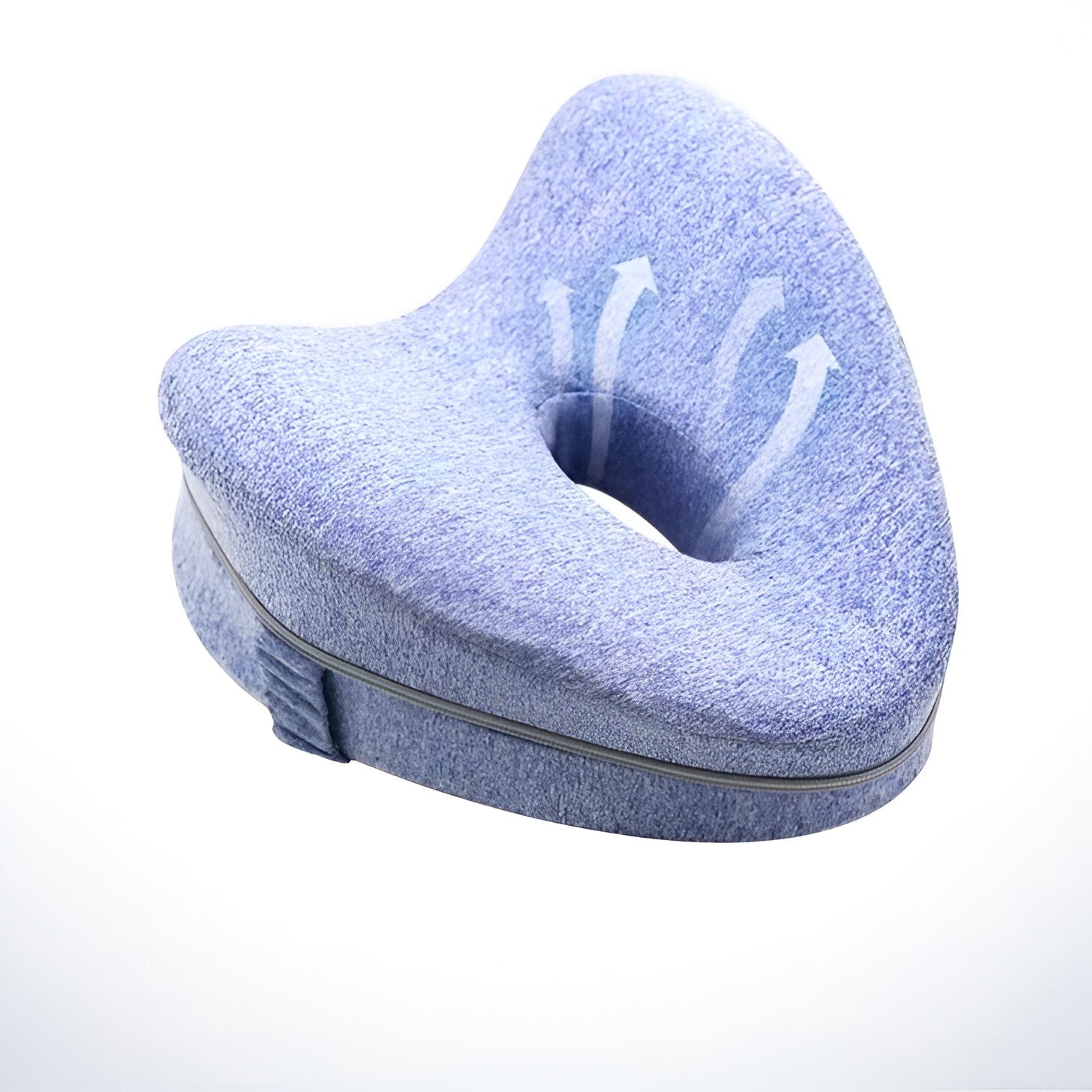 Perna Ortopedica pentru Picioare, Flippy, Multifunctionala, Confortabilă, in Forma de Inima, Spuma cu Memorie, Curea Anti-cadere, 25x23x13 cm, Albastru-3