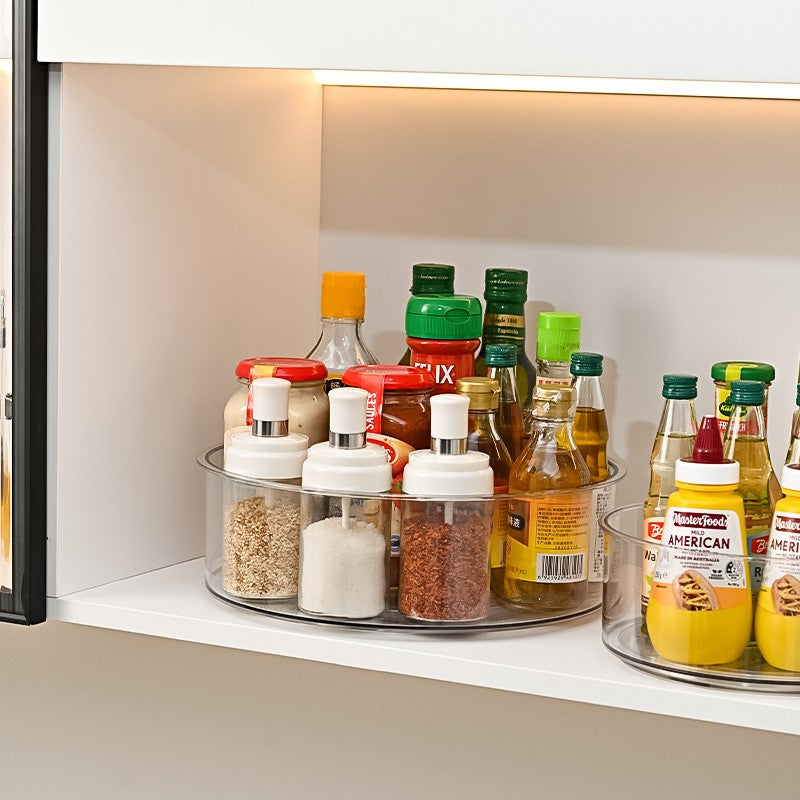 Suport Rotativ pentru Condimente, Flippy, Multifunctional, Rotund, 360 de Grade, pentru Bucatarie, Plastic, 30.5x30.5x10 cm, Transparent-1