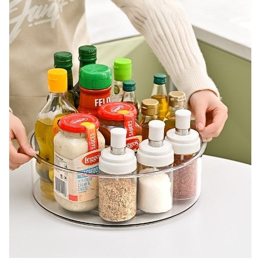 Suport Rotativ pentru Condimente, Flippy, Multifunctional, Rotund, 360 de Grade, pentru Bucatarie, Plastic, 30.5x30.5x10 cm, Transparent-4