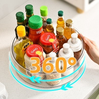 Suport Rotativ pentru Condimente, Flippy, Multifunctional, Rotund, 360 de Grade, pentru Bucatarie, Plastic, 30.5x30.5x10 cm, Transparent-5