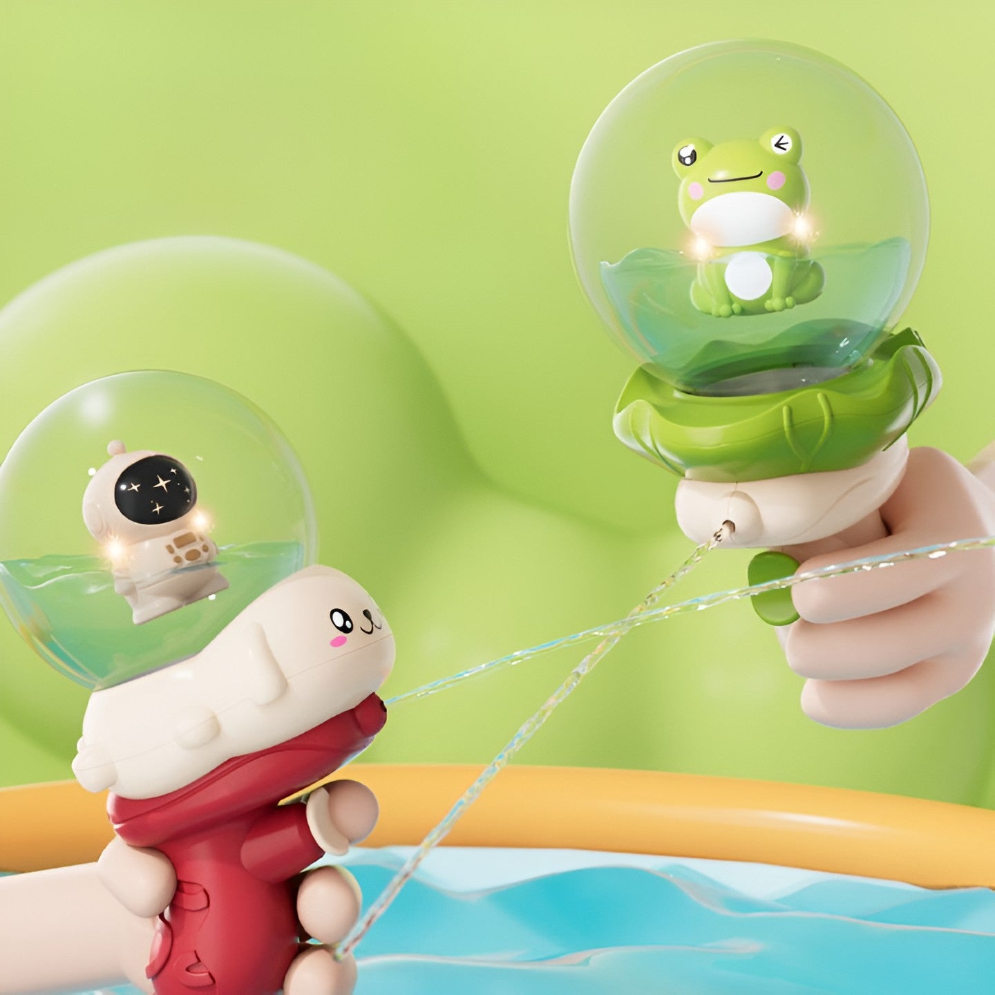 Pistol cu Apa pentru Copii, Flippy, Multifunctional, Capacitate 250 mL, Model Broscuta, 15.6x8x8.6 cm, ABS, Verde-2