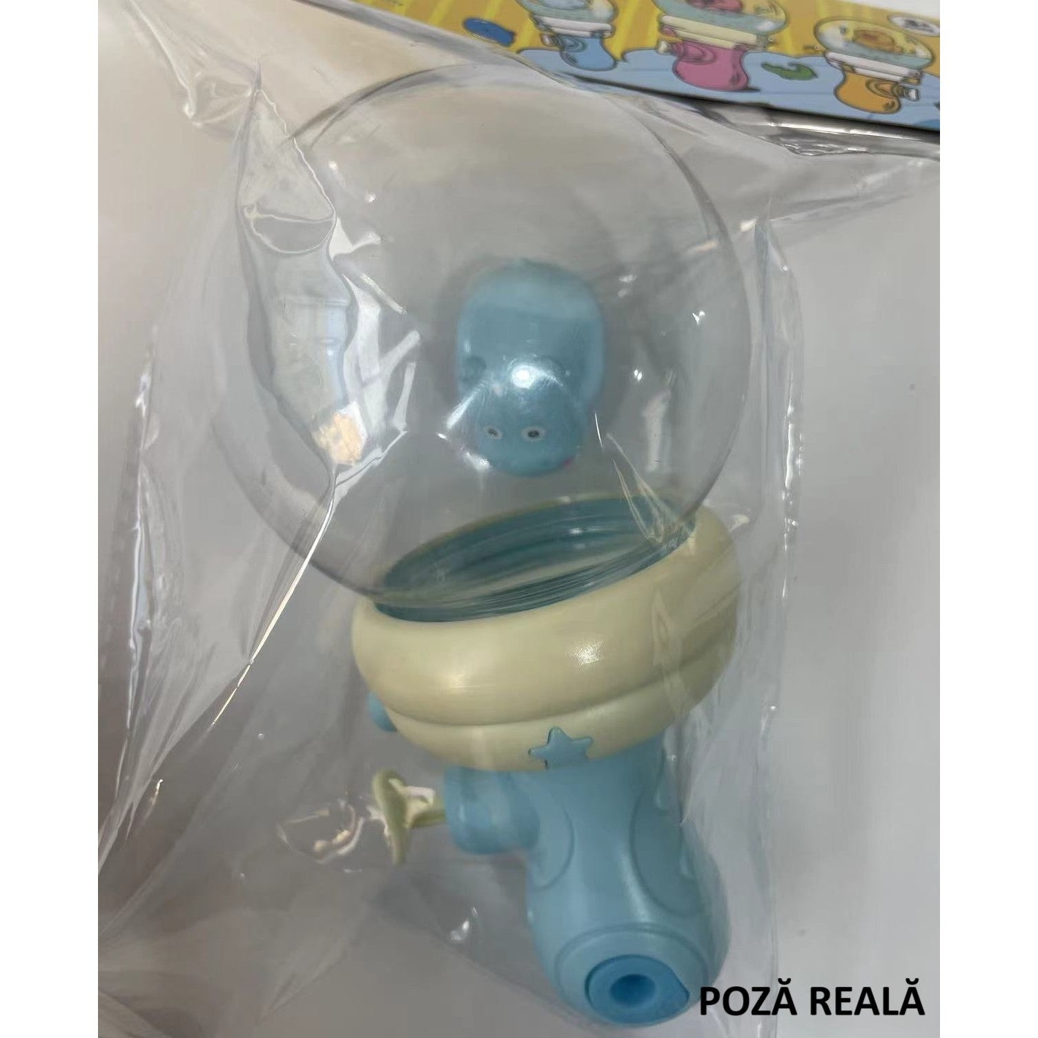 Pistol cu Apa pentru Copii, Flippy, Multifunctional, Capacitate 300 mL, Model Hipopotam, 9x9x17cm, Plastic, Albastru-6