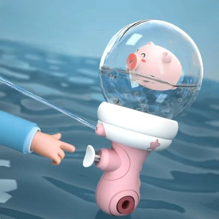 Pistol cu Apa pentru Copii, Flippy, Multifunctional, Capacitate 300 mL, Model Purcelus, 9x9x17cm, Plastic, Roz-2