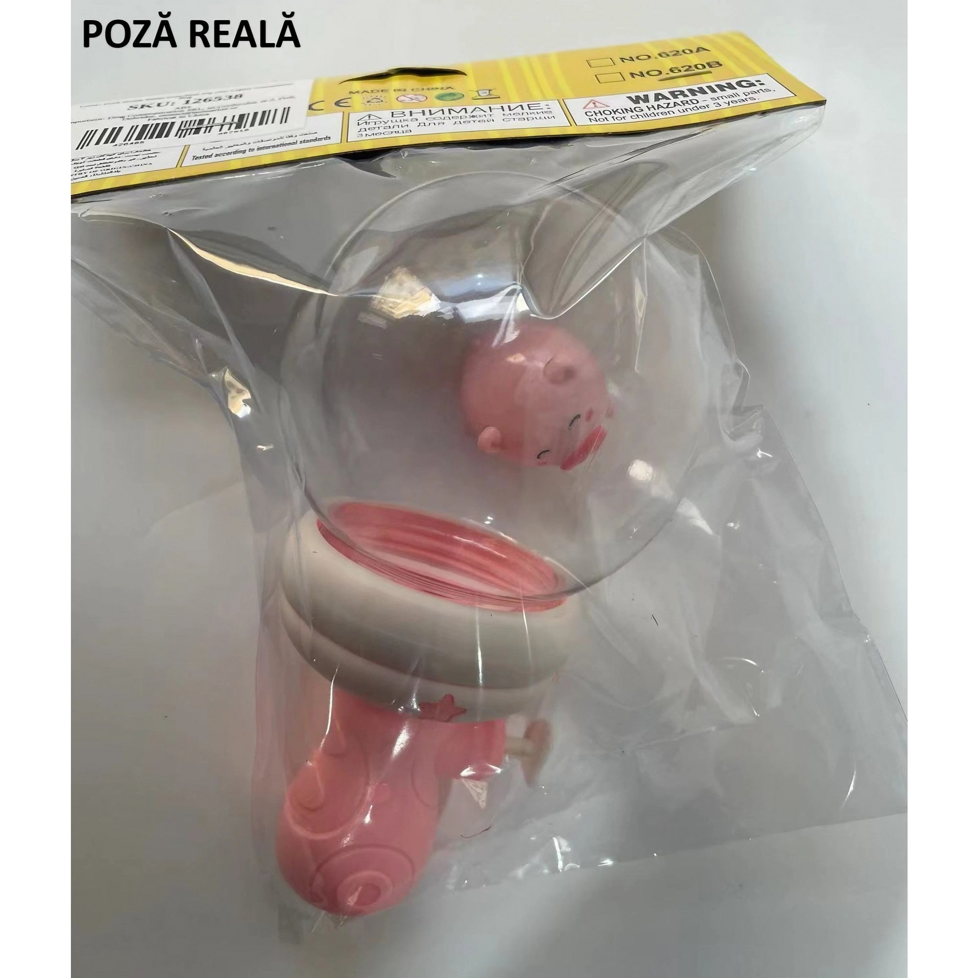 Pistol cu Apa pentru Copii, Flippy, Multifunctional, Capacitate 300 mL, Model Purcelus, 9x9x17cm, Plastic, Roz-5