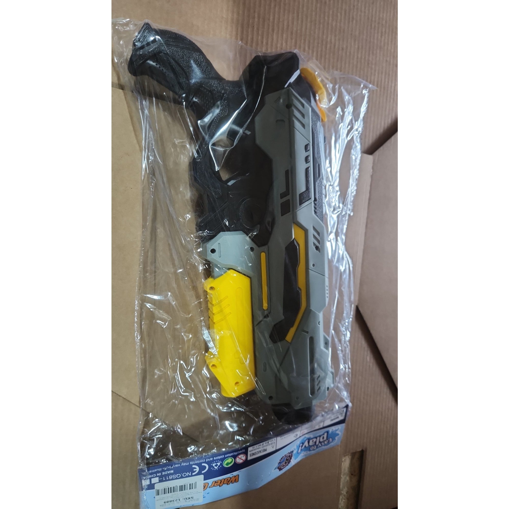 Pistol cu apa pentru copii, Plastic, Gri-0